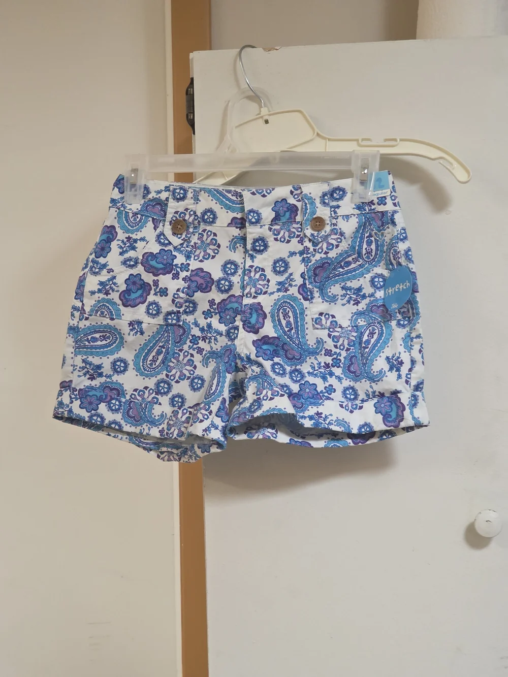 Justice White & Blue Paisley Girls' Shorts
